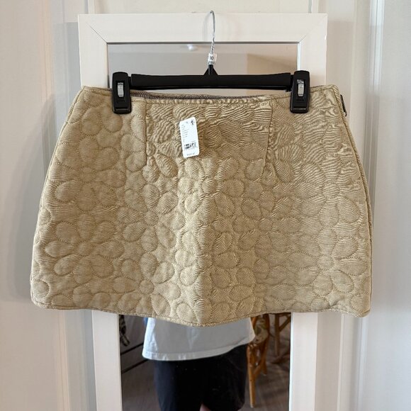 NEW FREE PEOPLE TAN FOLK FLORAL DAISY EMBROIDERED MINI SKIRT OB1827856 SZ S - Picture 1 of 4